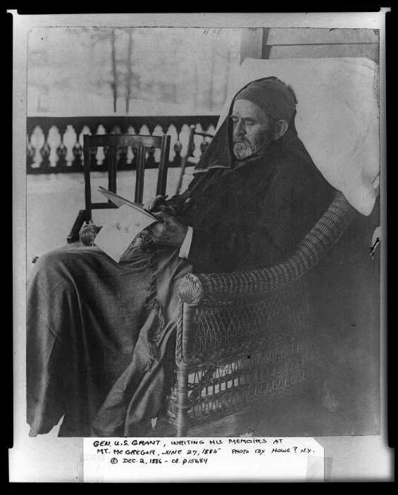 Grant at Mt. McGregor working on his memoirs. This picture was taken June 27th, 1885, less than a month before he passed away.